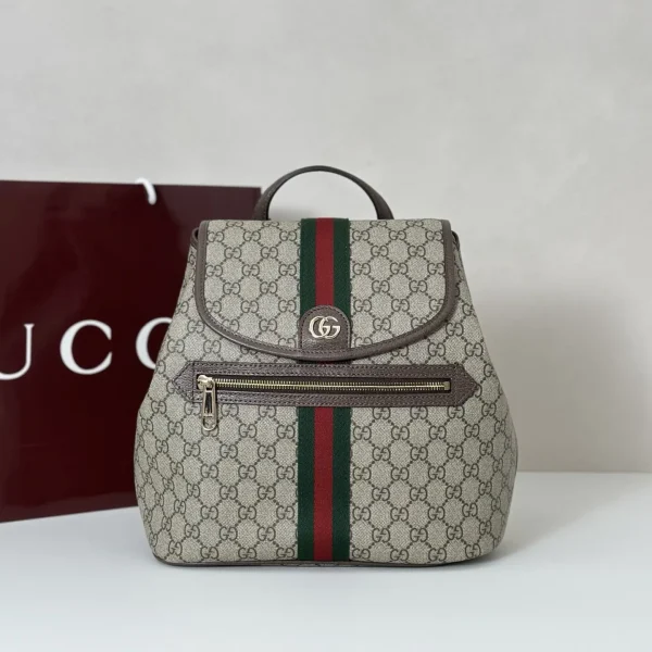 Gucci Monogram Backpack with Web Stripe image 1