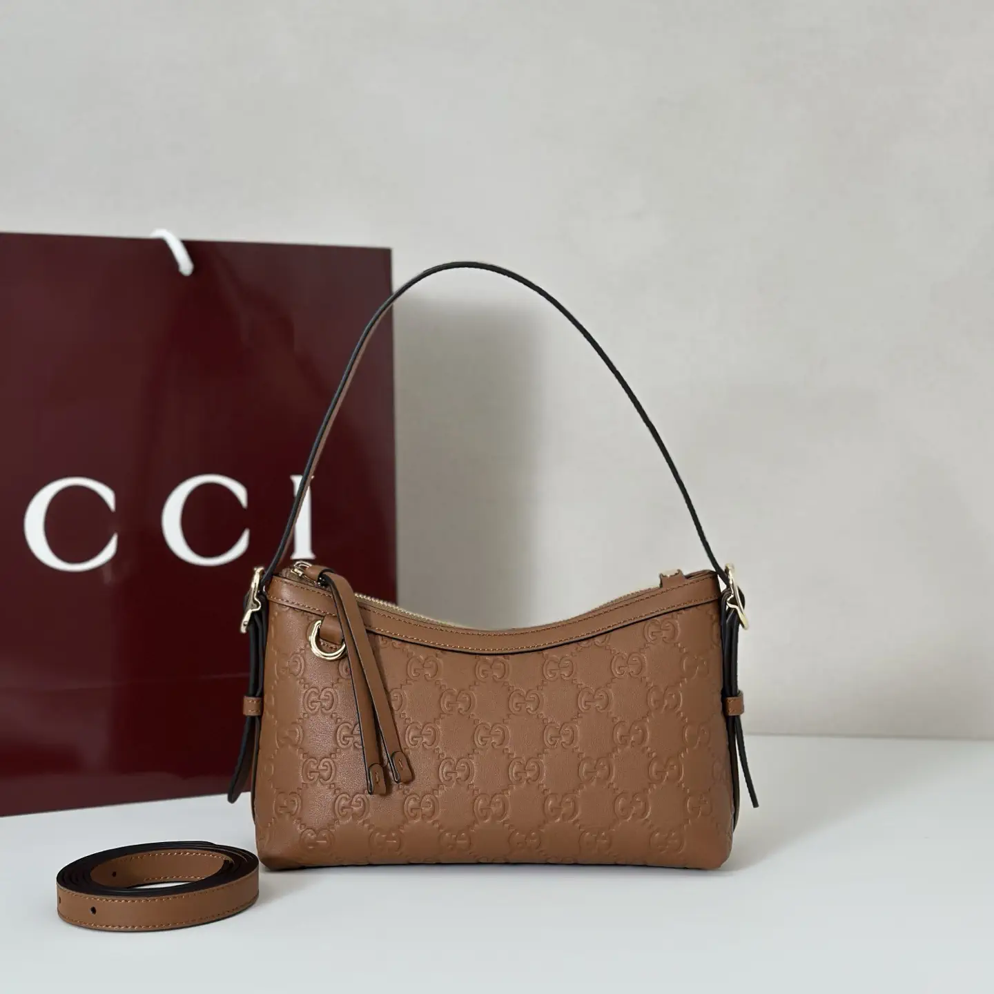 Gucci Monogram Embossed Shoulder Bag image 1