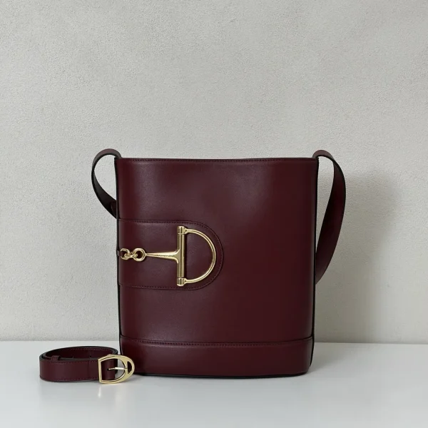 Gucci Burgundy Leather Bucket Bag image 1
