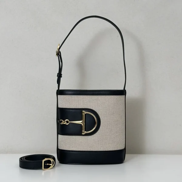 Gucci Canvas and Leather Trim Bucket Bag image 1