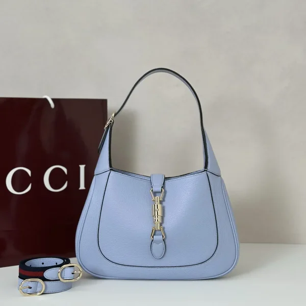 Gucci Light Blue Pebbled Leather Shoulder Bag image 1