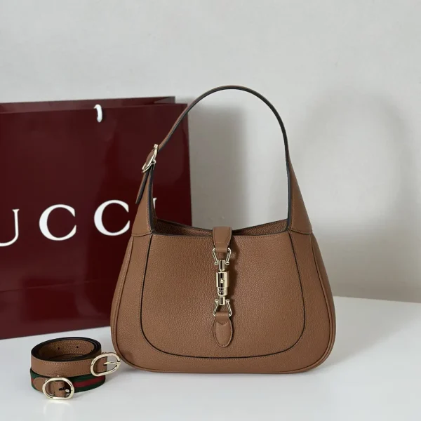 Gucci Brown Pebbled Leather Hobo Shoulder Bag image 1