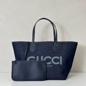 Gucci Denim Tote Bag with Zip Pouch image 1