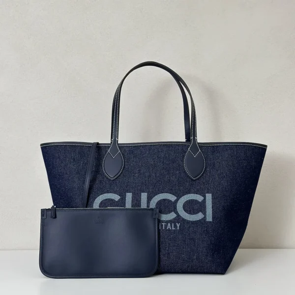 Gucci Denim Tote Bag with Zip Pouch image 1