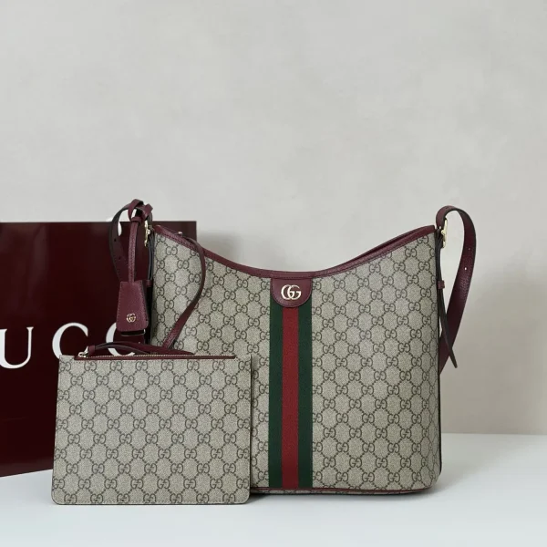 Gucci Monogram Shoulder Bag with Web Stripe image 1
