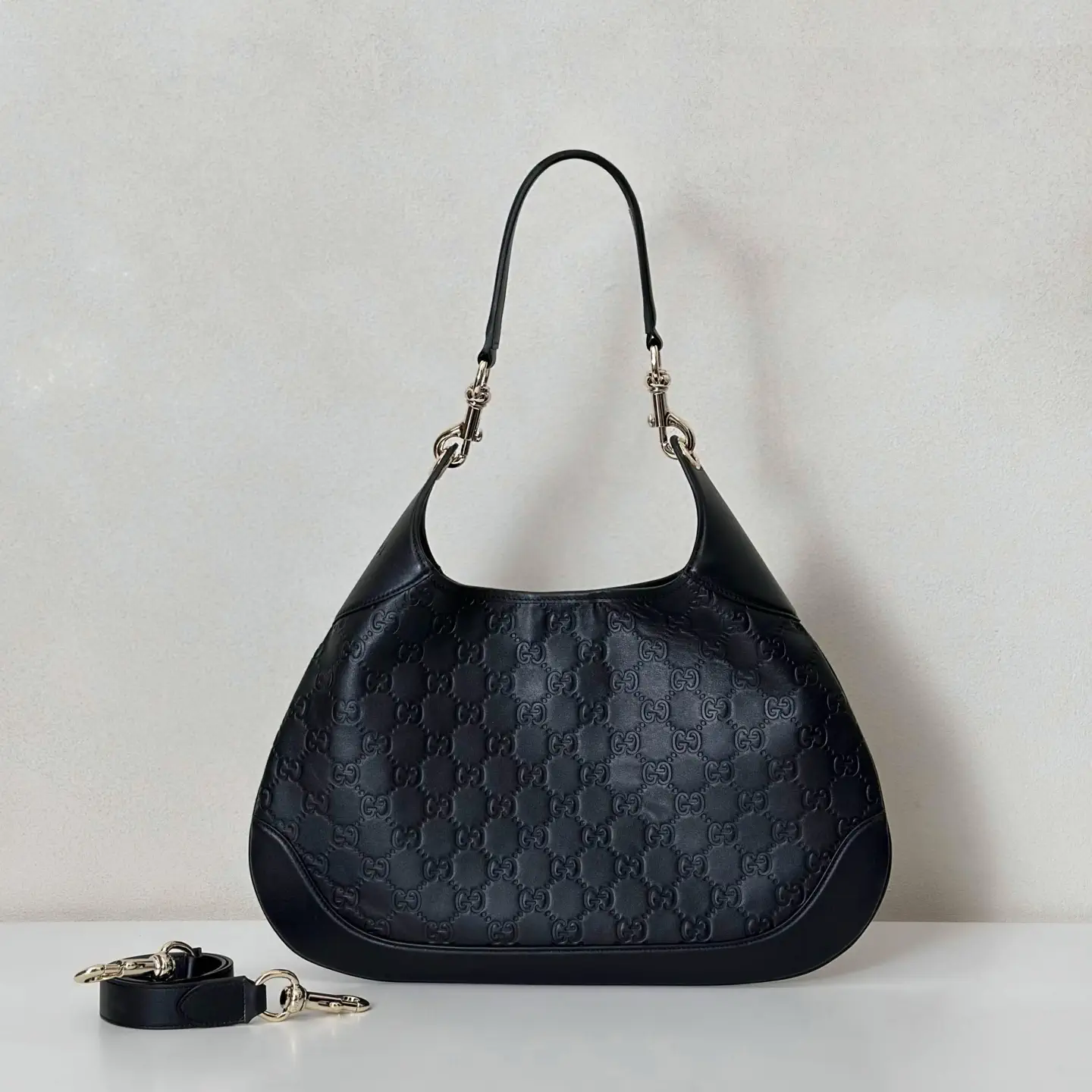 Gucci Monogram Embossed Hobo Shoulder Bag image 1