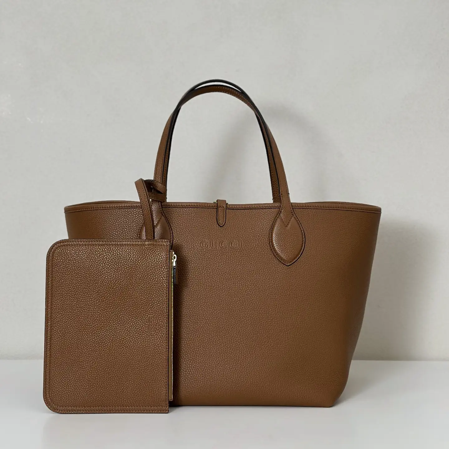 Gucci Brown Tote Bag with Matching Zip Pouch image 1