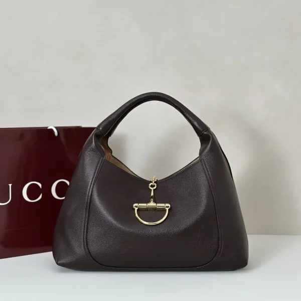 Gucci Dark Brown Leather Hobo Shoulder Bag image 1