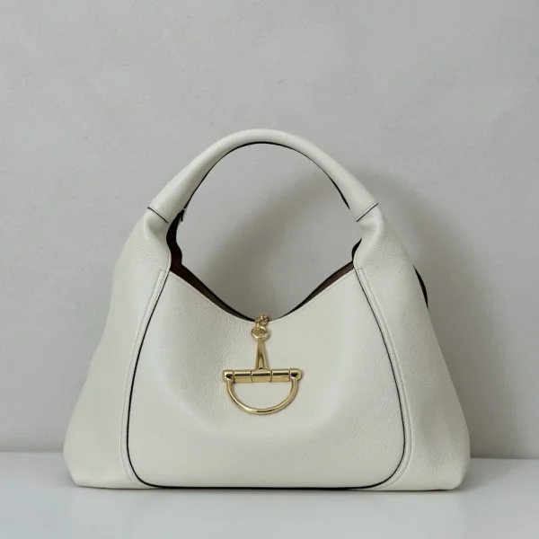 Gucci Off White Pebbled Leather Hobo Shoulder Bag image 1