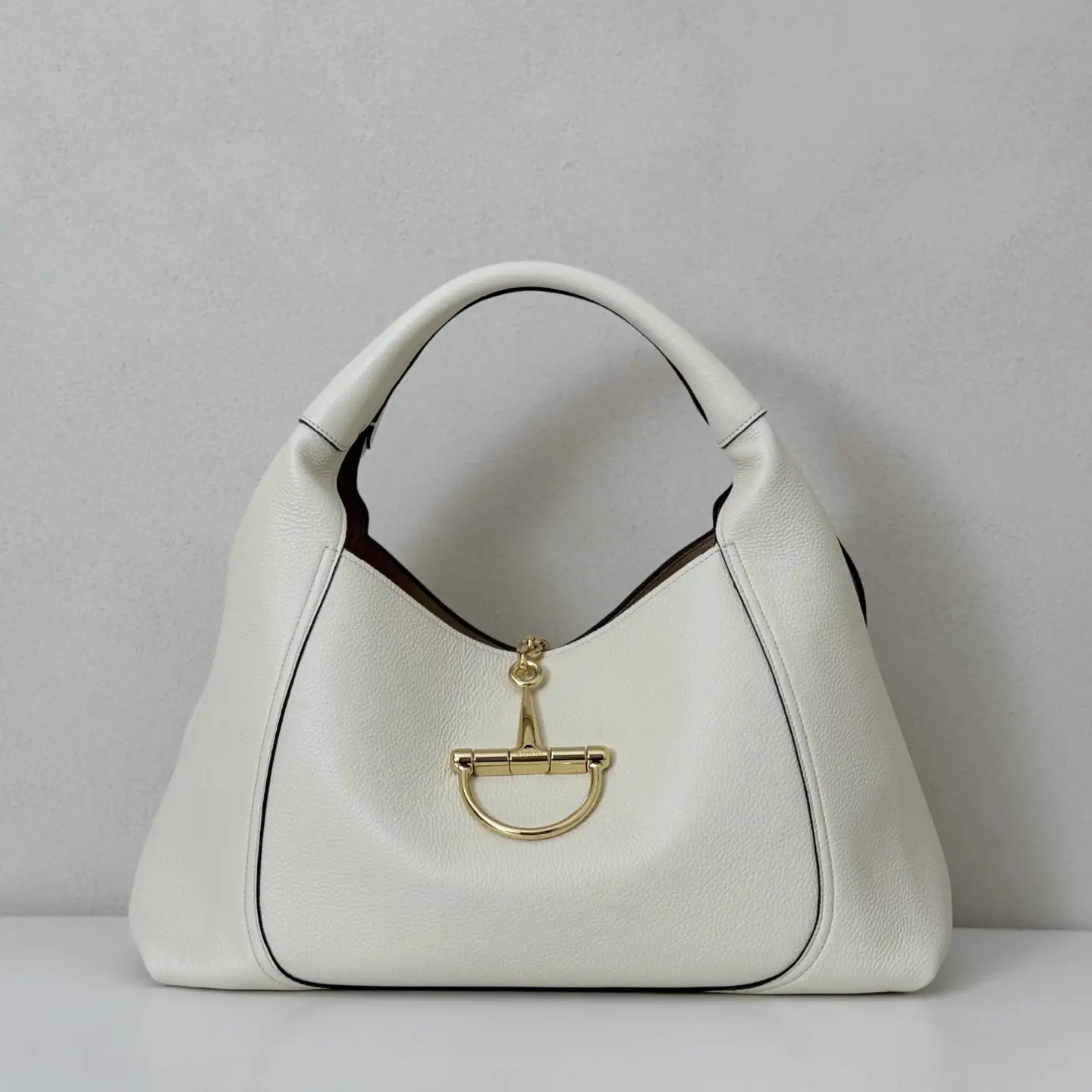 Gucci Off White Pebbled Leather Hobo Shoulder Bag image 1