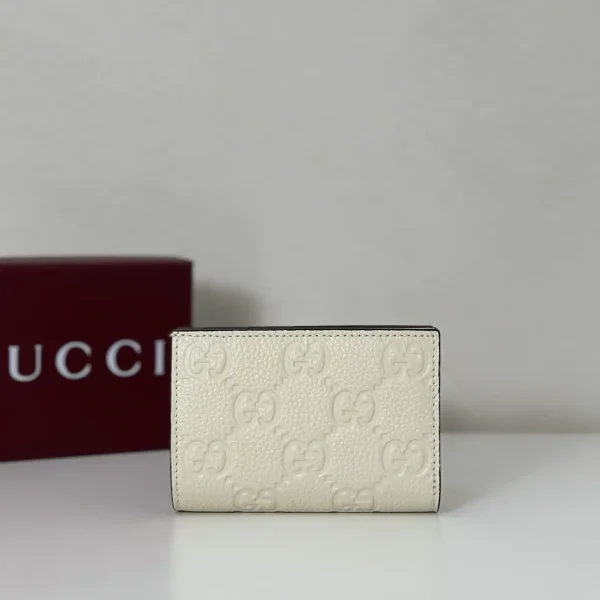 Gucci White Embossed GG Card Holder image 1