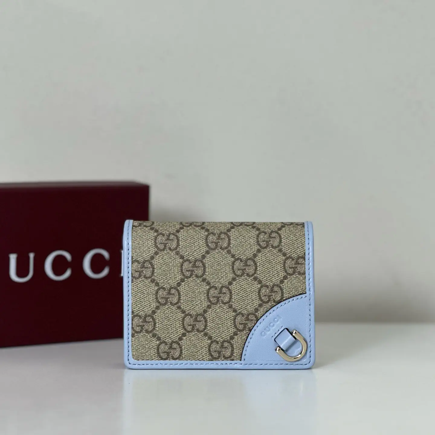Gucci Monogram Card Holder with Light Blue Trim image 1