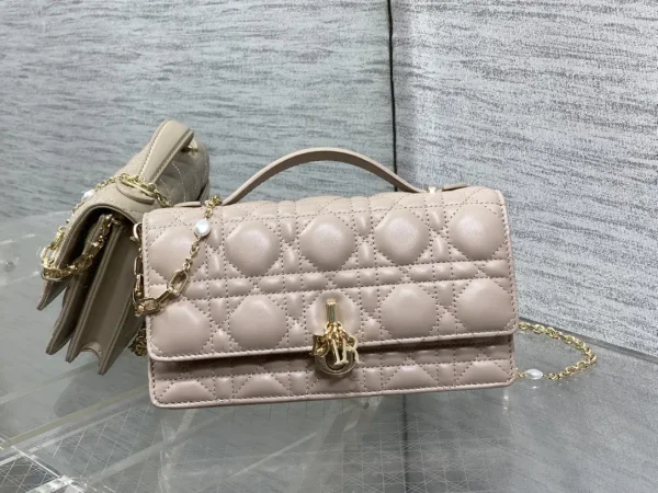 Dior Quilted Pearl Chain Top Handle Bag image 1