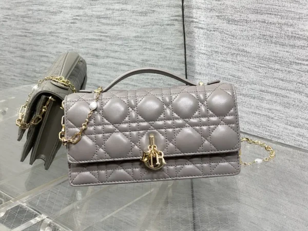 Dior Quilted Top Handle Bag with Pearl Chain image 1