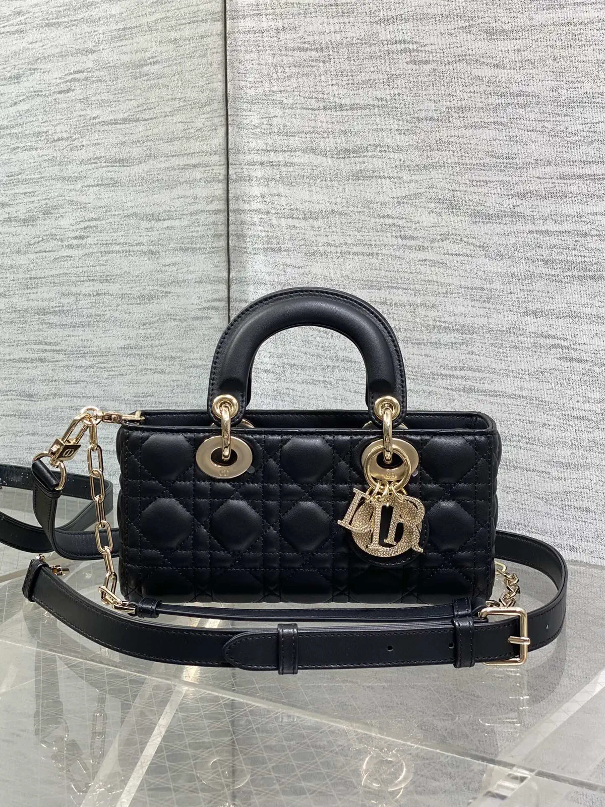 Dior Quilted Top Handle Bag with Diamond Buckle Hardware image 1