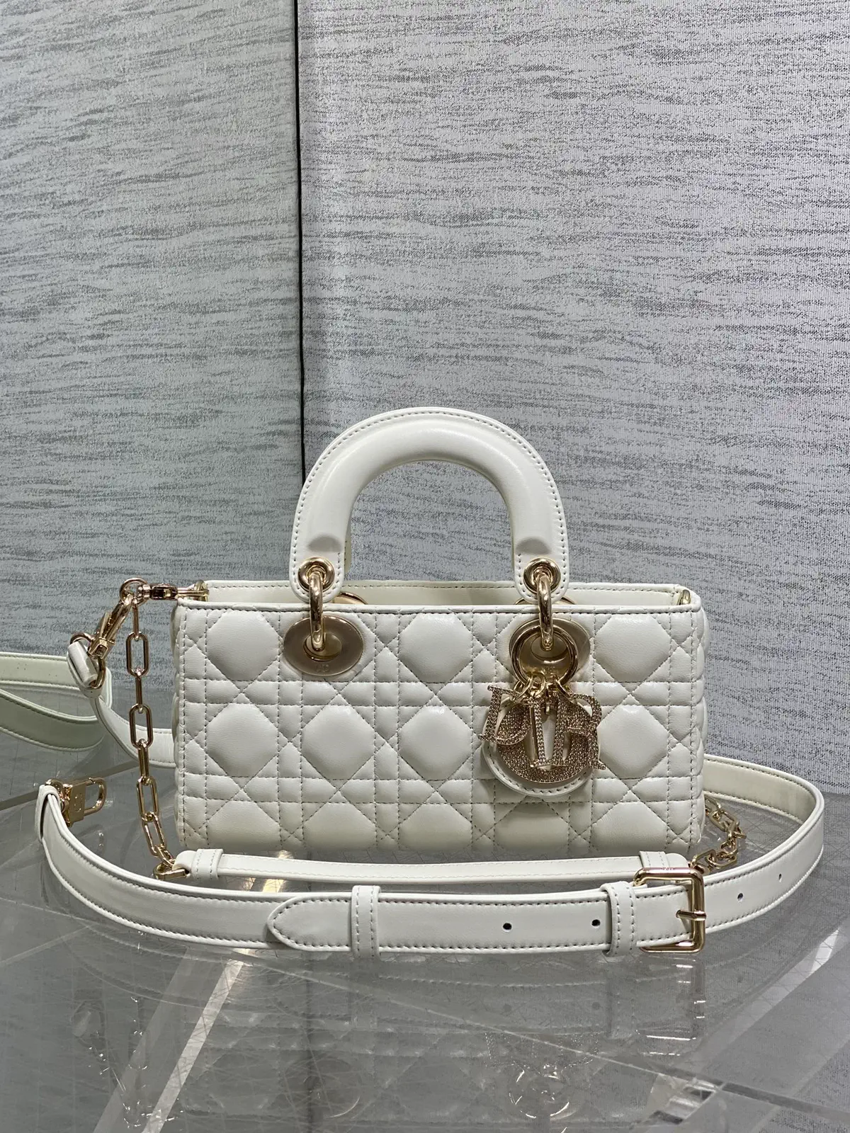 Dior Quilted Top Handle Bag with Diamond Buckle Hardware image 1