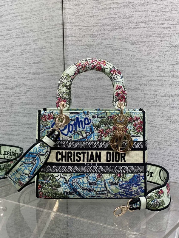 Dior Embroidered Map Print Lady Top Handle Bag image 1