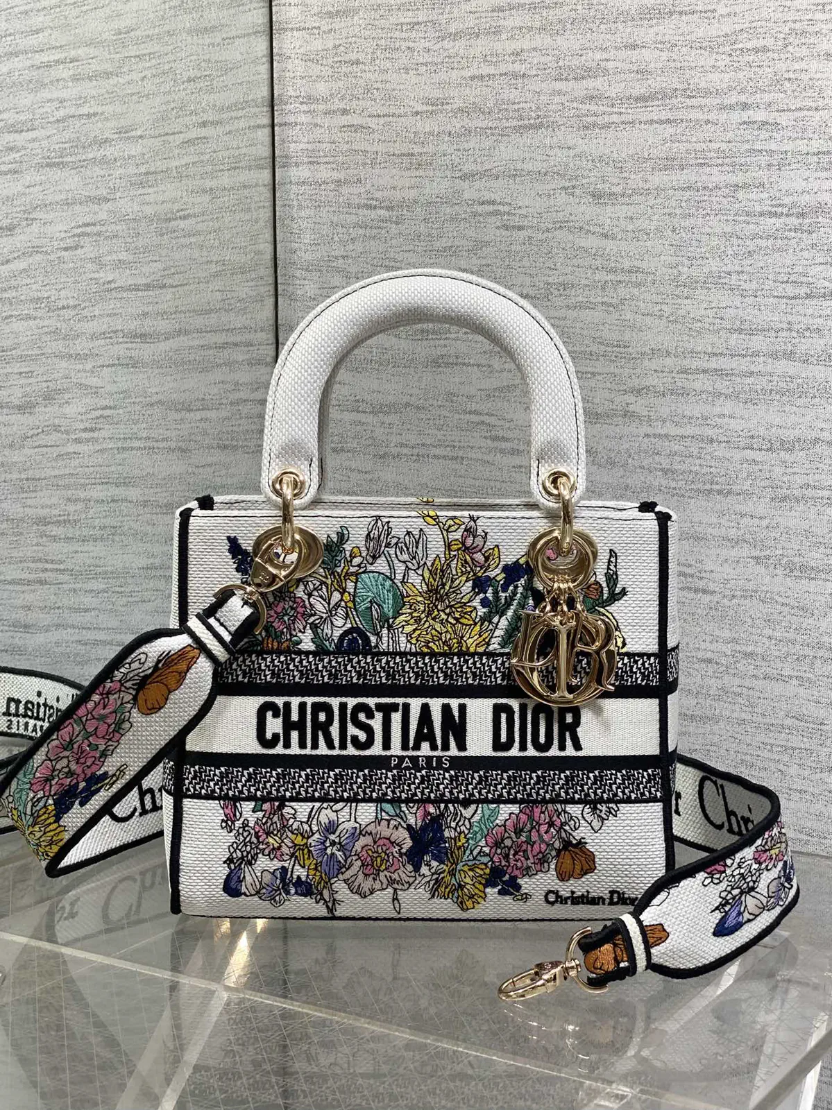 Dior Floral Embroidered Top Handle Bag image 1