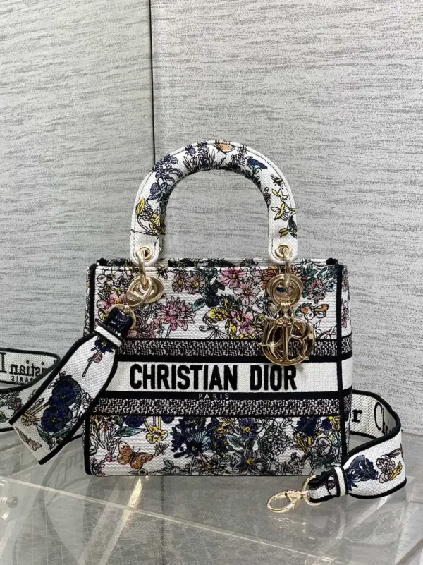 Dior Floral Embroidered Lady Top Handle Bag image 1