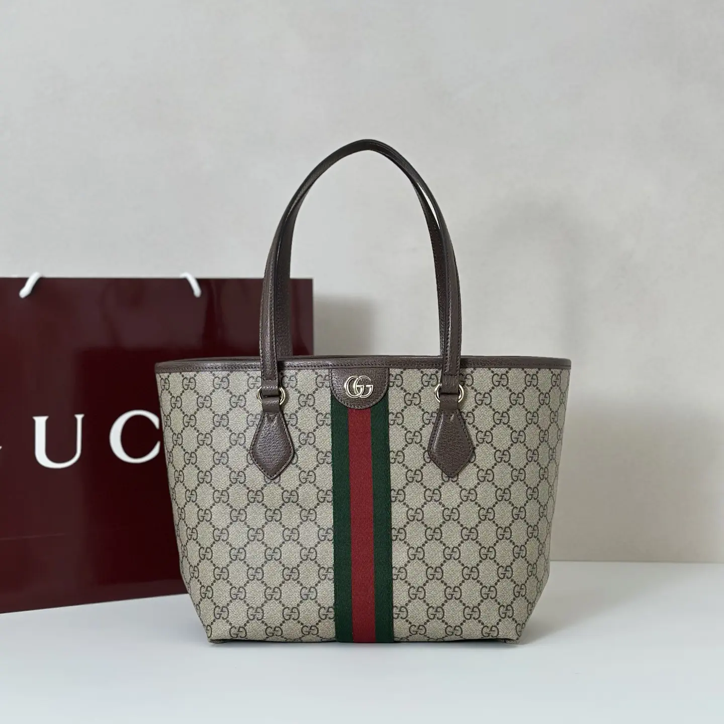 Gucci Monogram Web Stripe Tote Bag image 1