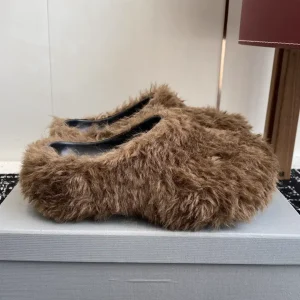 Balenciaga 25ss Fall Winter Thick Sole Wool Mule Slippers image 1