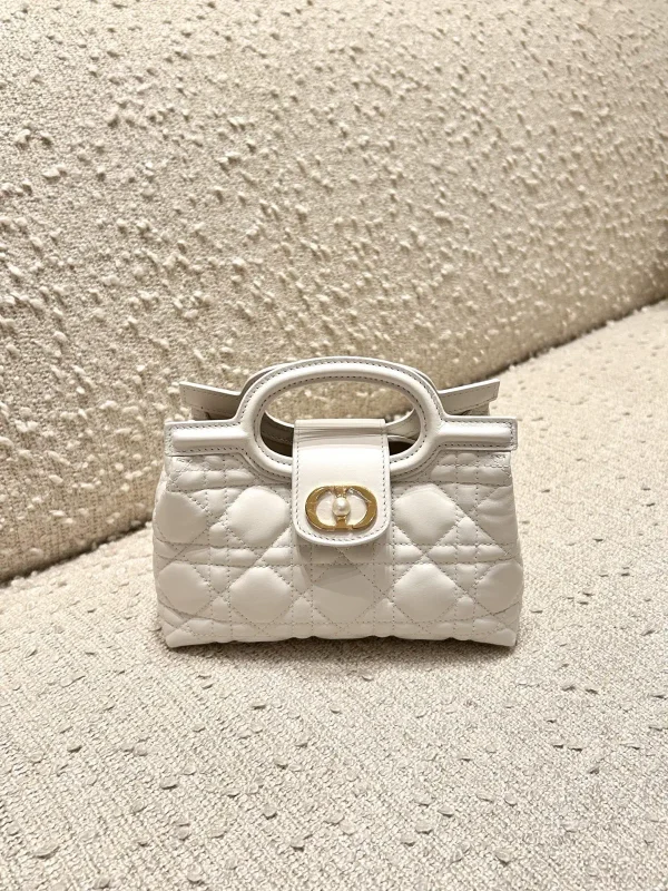 Dior White Quilted Jolie Top Handle Mini Bag image 1