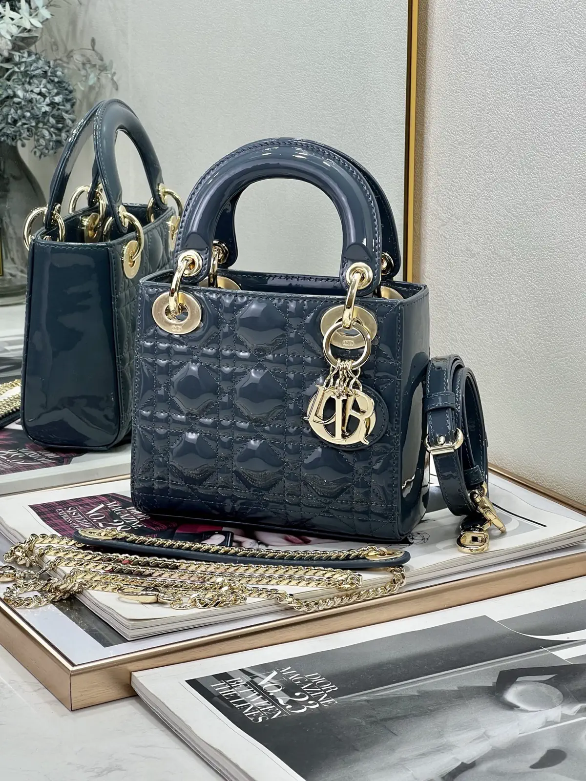 Dior Quilted Patent Mini Top Handle Bag image 1