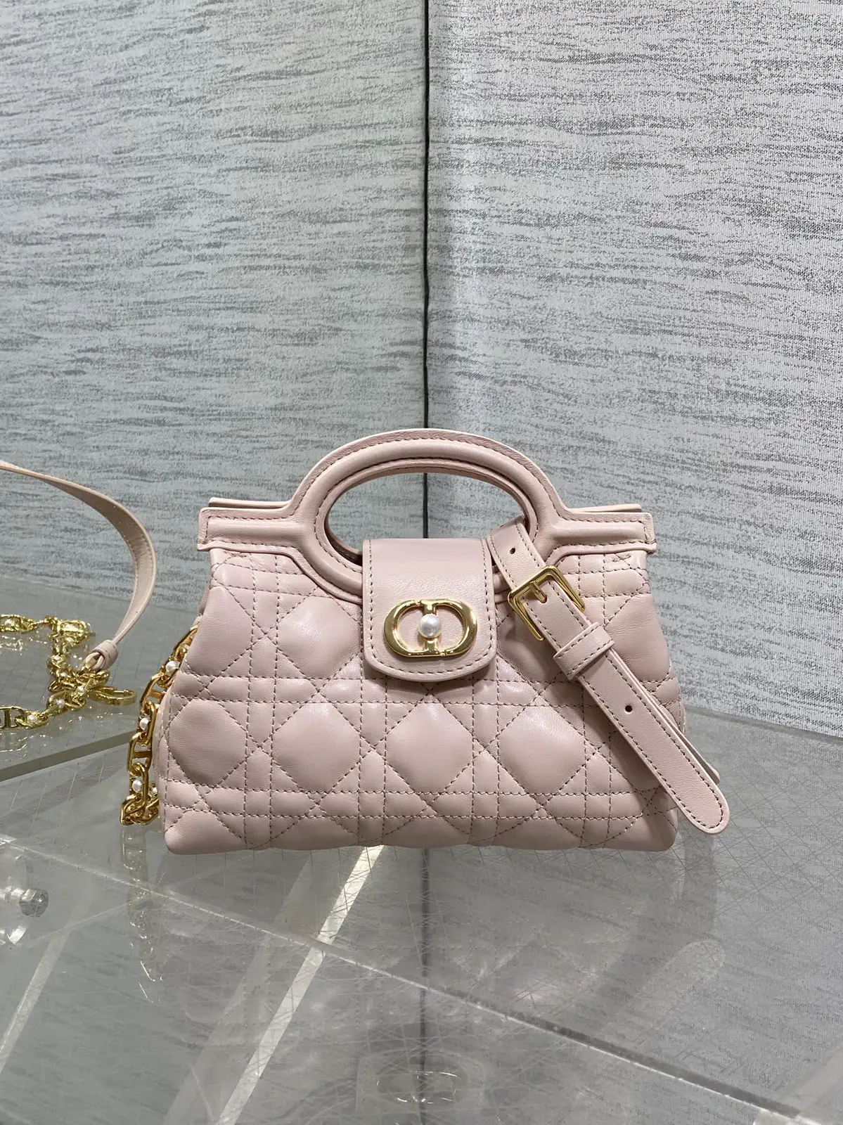 Dior Pink Quilted Jolie Top Handle Bag image 1