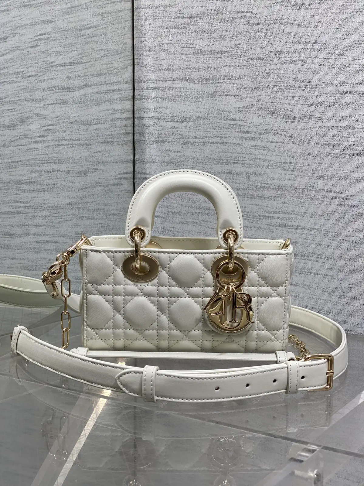 Dior White Quilted Top Handle Bag image 1