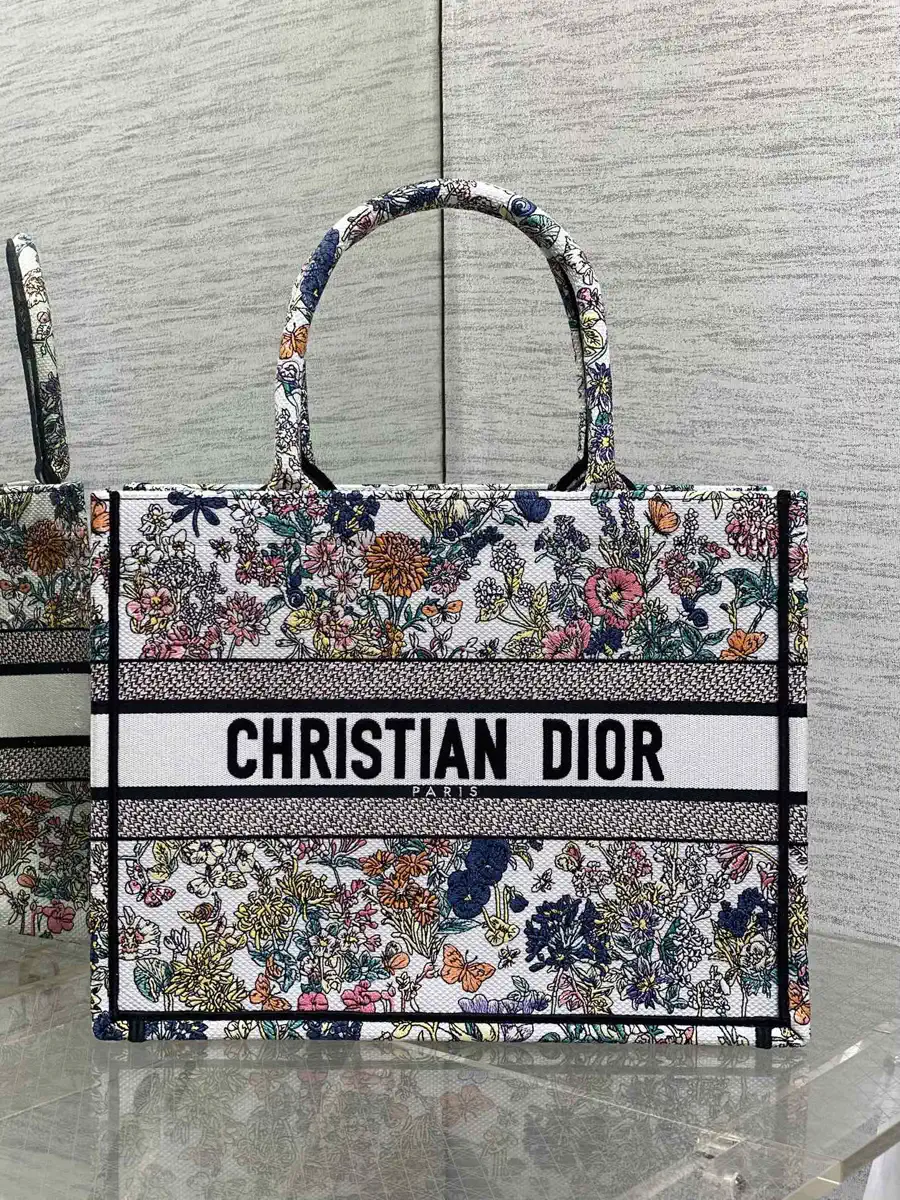 Dior Floral Embroidered Tote Bag image 1
