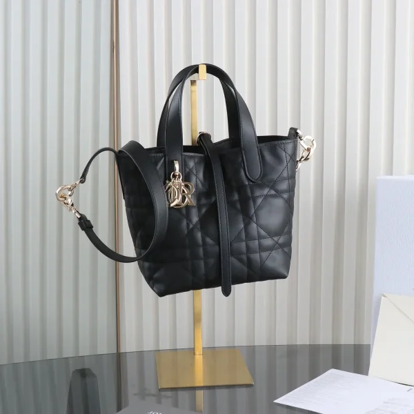 Dior Black Quilted Top Handle Bag with Detachable Shoulder Strap image 1