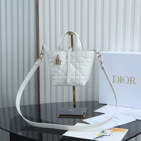 Dior White Quilted Mini Top Handle Bag image 1