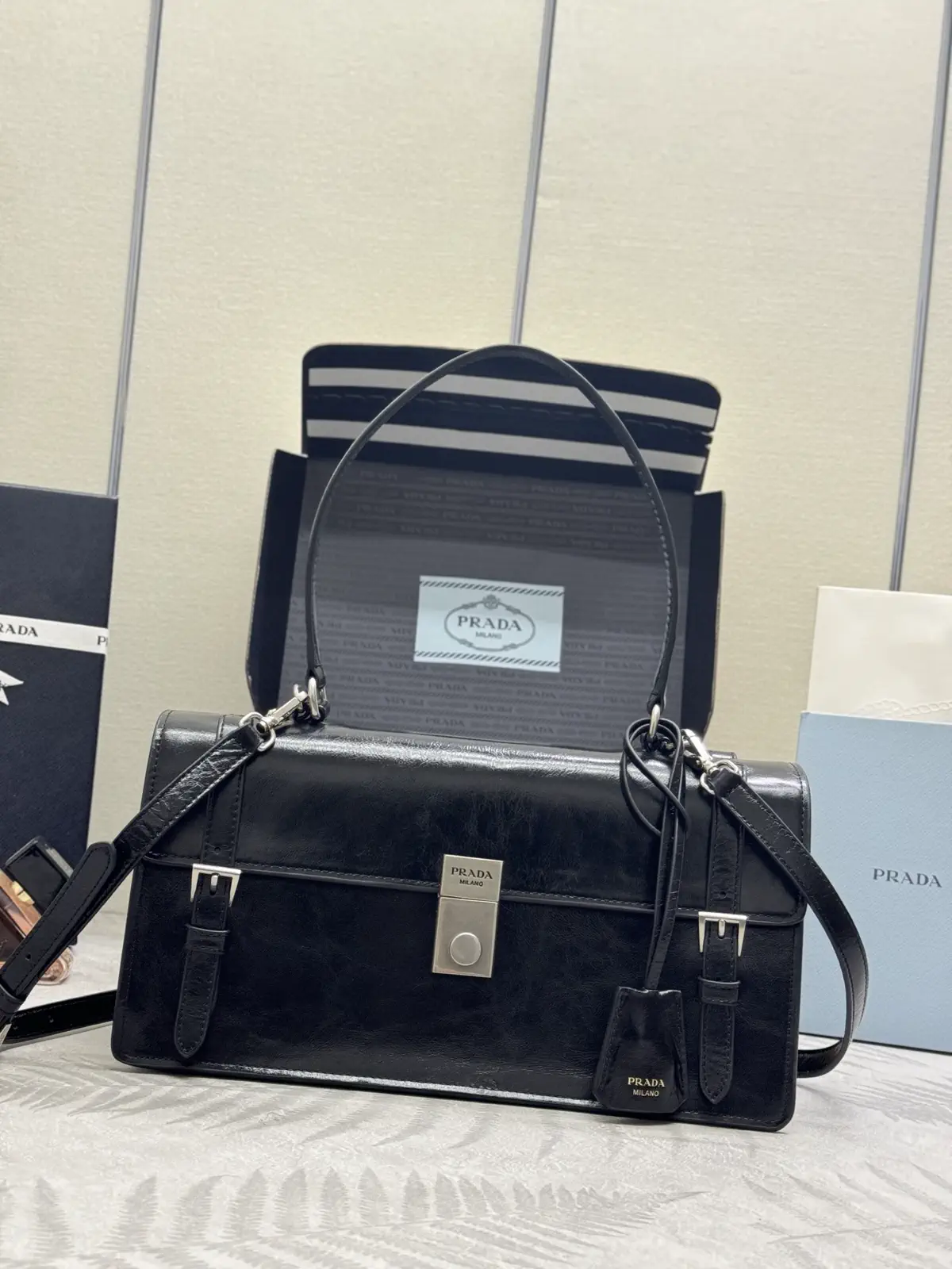 Prada Leather Top Handle Shoulder Bag image 1