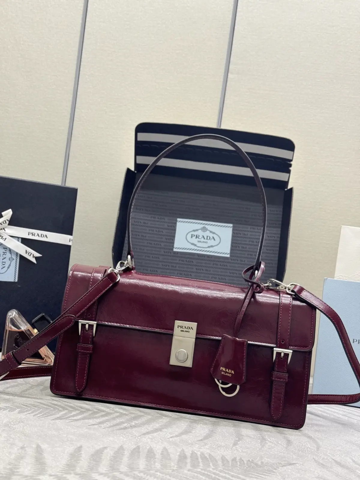 Prada Leather Top Handle Shoulder Bag image 1