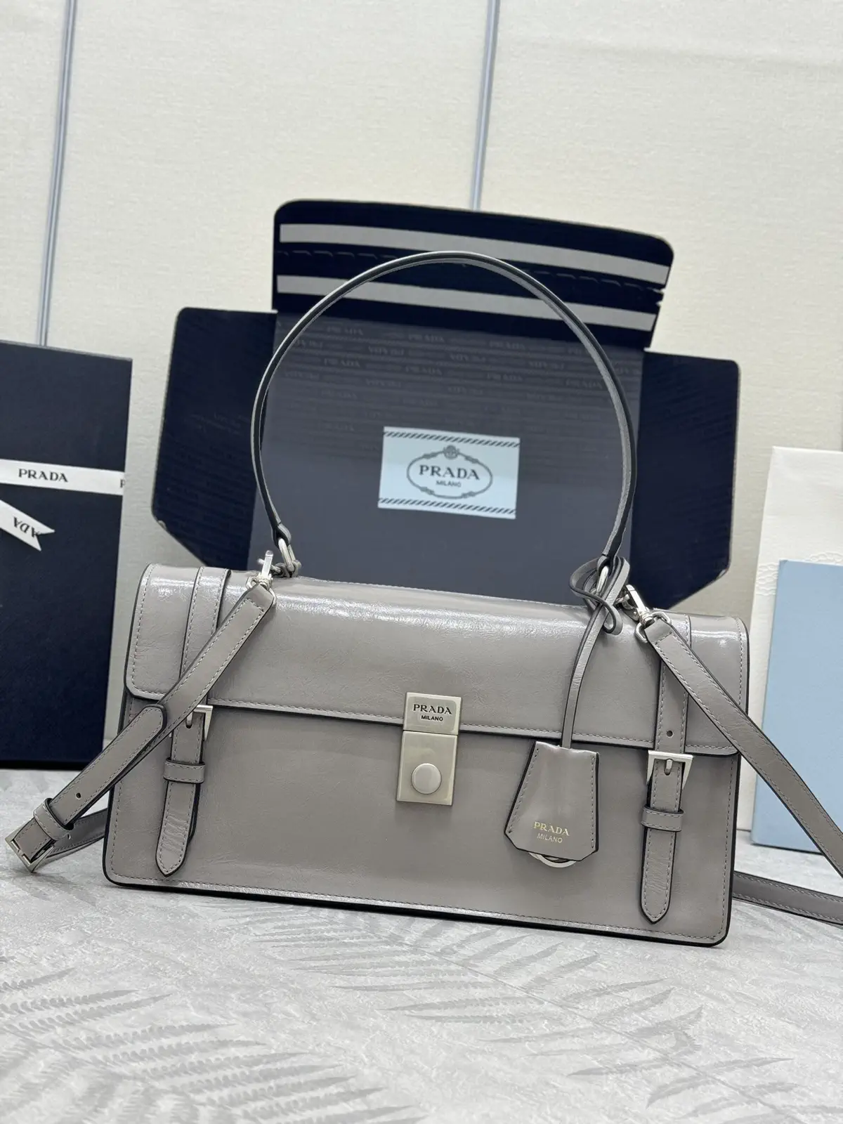 Prada Structured Leather Top Handle Bag image 1