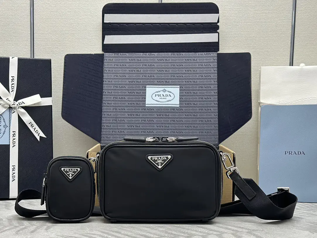 Prada Black Crossbody Bag with Detachable Pouch image 1