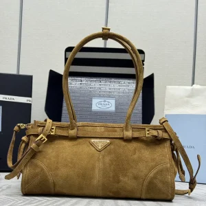 Prada Suede Top Handle Bag with Detachable Shoulder Strap image 1