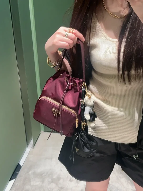 Prada Burgundy Bucket Bag image 1