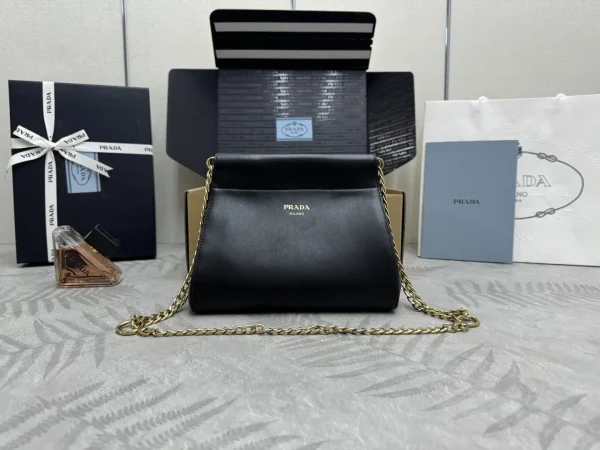 Prada Black Leather Chain Shoulder Bag image 1