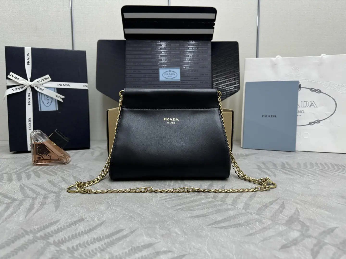 Prada Black Leather Chain Shoulder Bag image 1