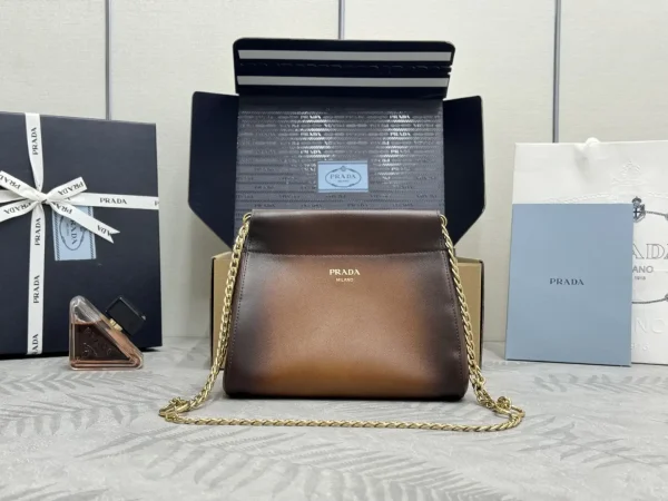 Prada Gradient Brown Leather Chain Shoulder Bag image 1