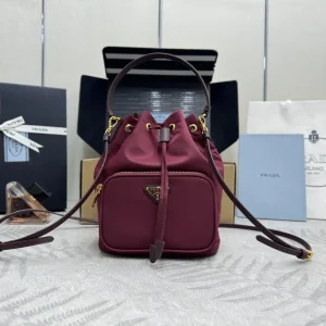 Prada Burgundy Nylon Bucket Bag image 1