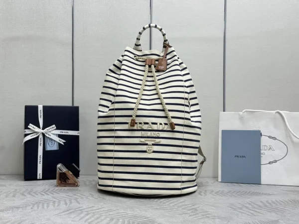Prada Striped Drawstring Duffle Bag image 1