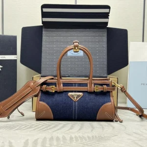 Prada Denim and Leather Mini Top Handle Crossbody Bag image 1