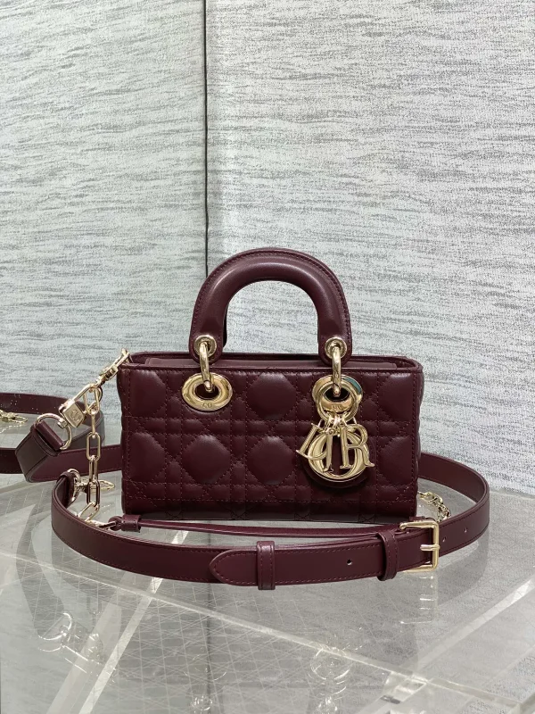 Dior Burgundy Quilted Mini Top Handle Bag image 1