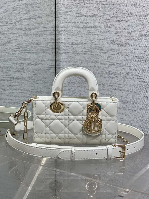 Dior White Quilted Mini Top Handle Bag image 1