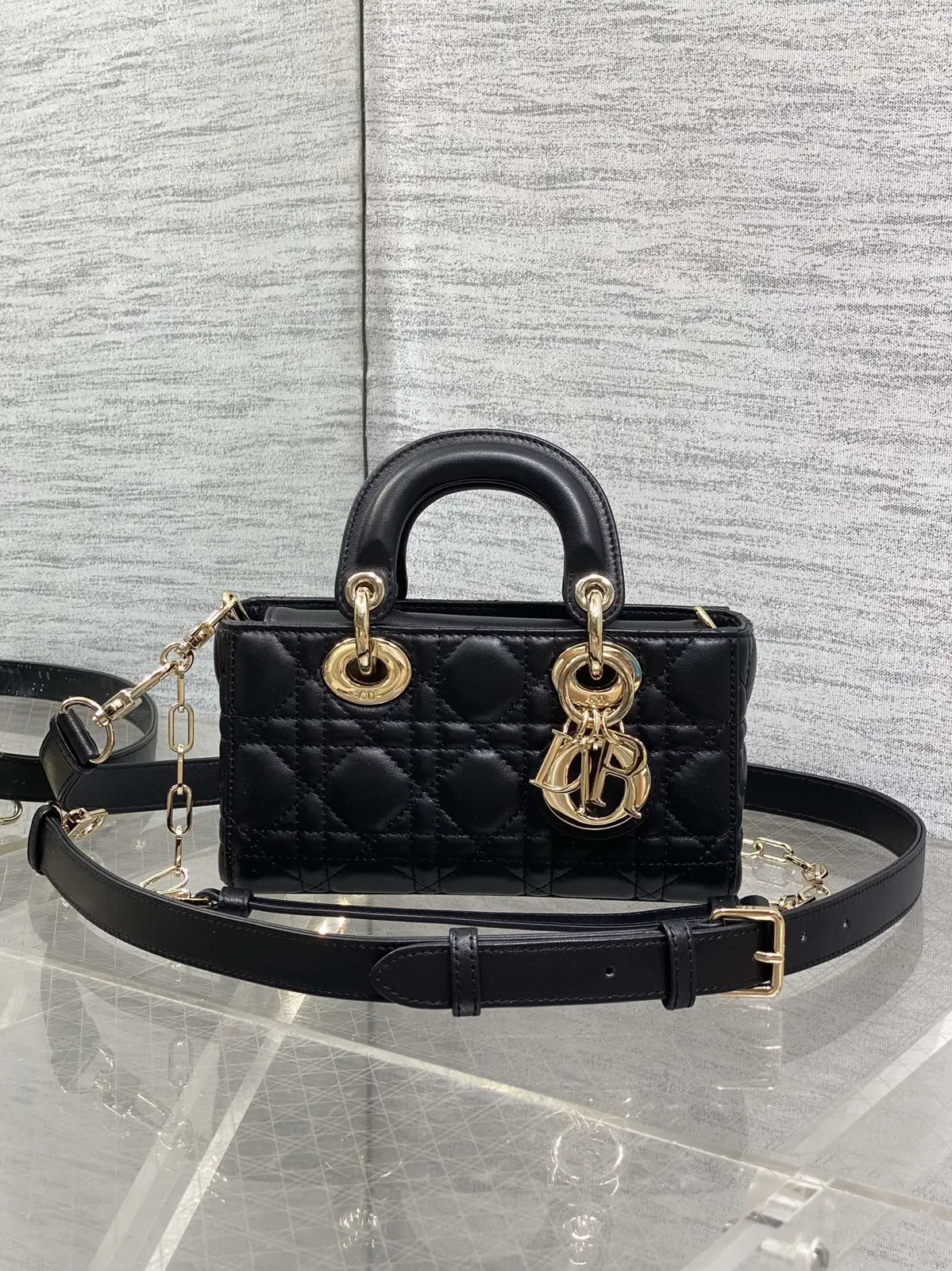 Dior Black Quilted Mini Top Handle Bag image 1