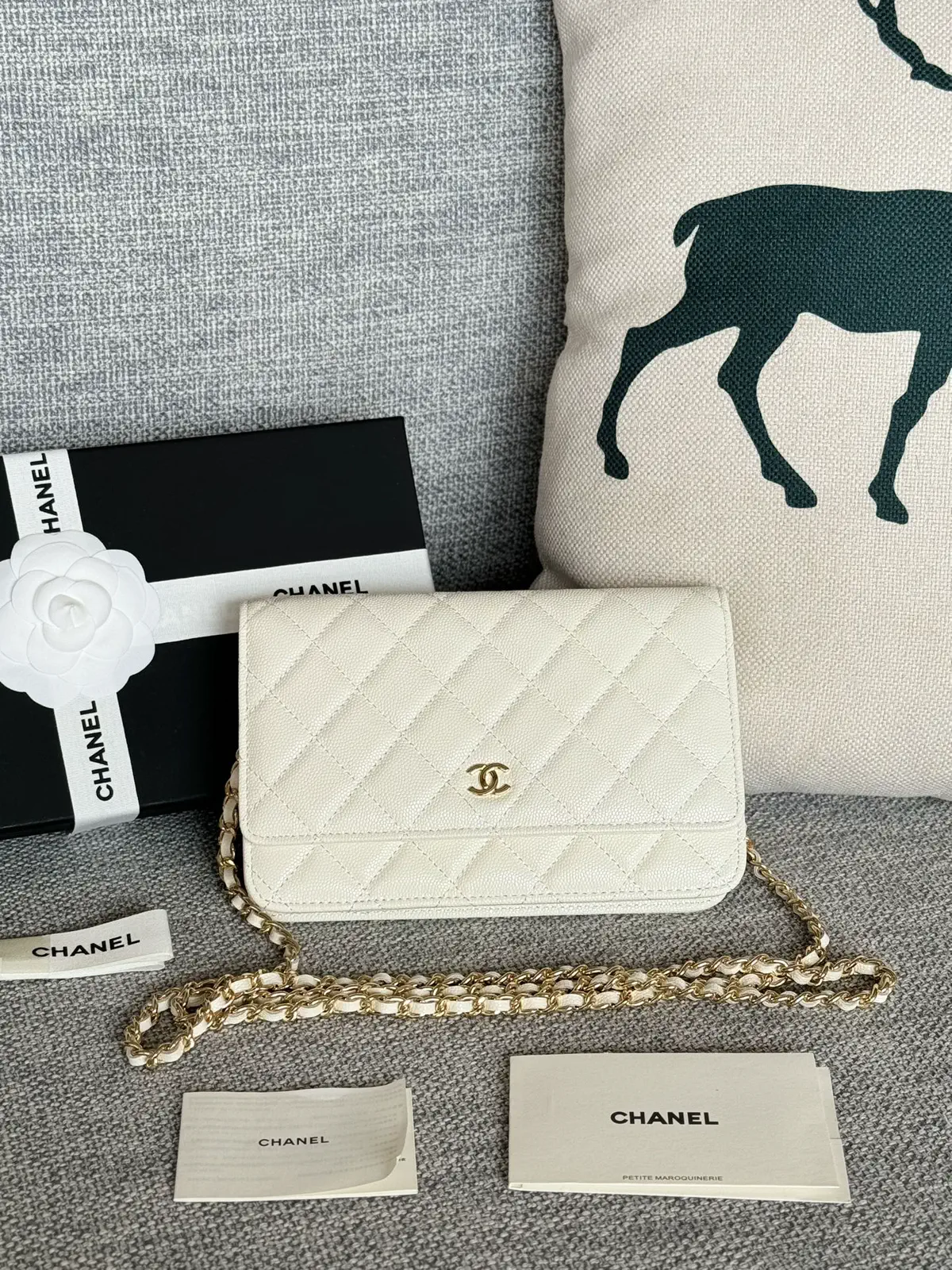 Chanel White Quilted Caviar WOC Crossbody Bag image 1