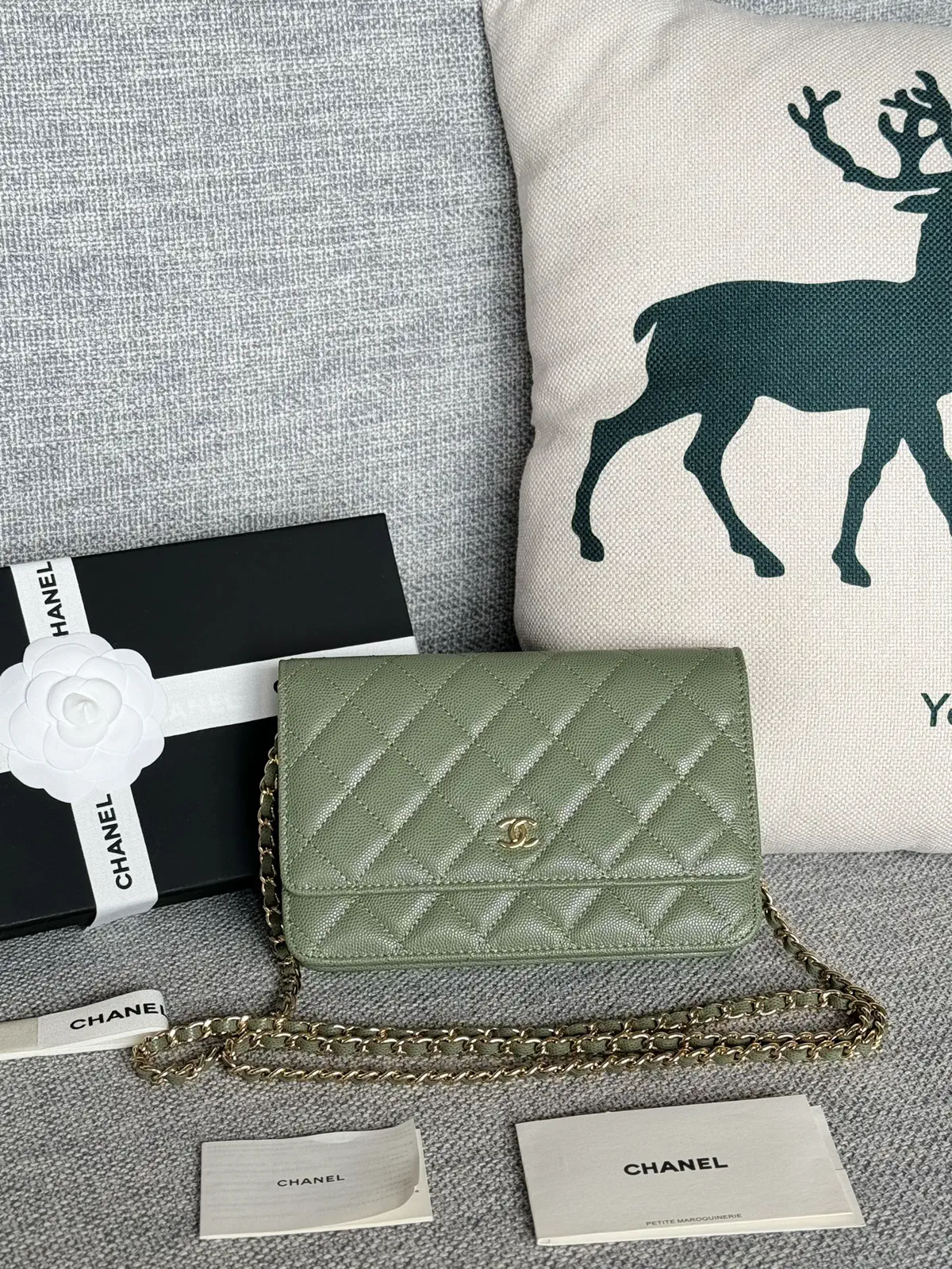 Chanel Quilted Caviar Leather Wallet on Chain image 1