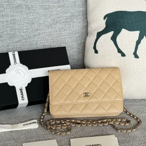 Chanel Beige Quilted Wallet on Chain image 1